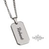 Dog Tag Necklace for Men, Engraved Stainless Steel Pendant, Curb Chain, Custom Text - handmade in Israel