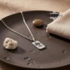 Dog Tag Necklace for Men, Engraved Stainless Steel Pendant, Curb Chain, Custom Text - handmade in Israel