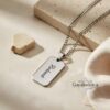 Dog Tag Necklace for Men, Engraved Stainless Steel Pendant, Curb Chain, Custom Text - handmade in Israel
