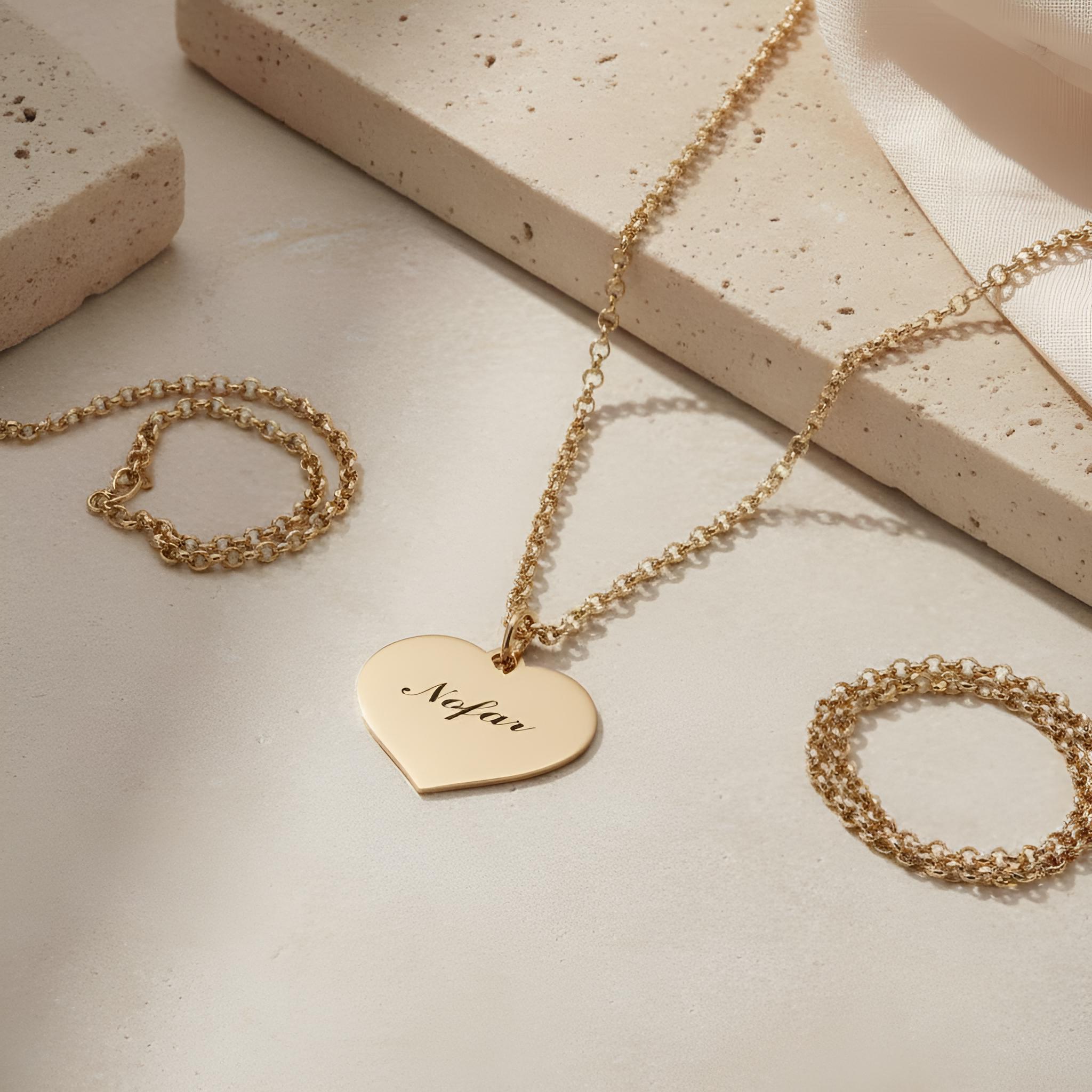 Personalized Heart Pendant, Sterling Silver Judaica Necklace, Gift from Israel- Mother's Day g Personalized Heart Pendant, Sterling Silver Judaica Necklace, Gift from Israel- Mother's Day g