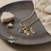 Chai Necklace 14K Solid Gold, Open Outline Hebrew Pendant 20mm, Yellow or White - handmade in Israel