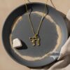 Chai Necklace 14K Solid Gold, Open Outline Hebrew Pendant 20mm, Yellow or White - handmade in Israel