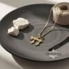 Solid gold hammered Chai pendant, handmade in Israel