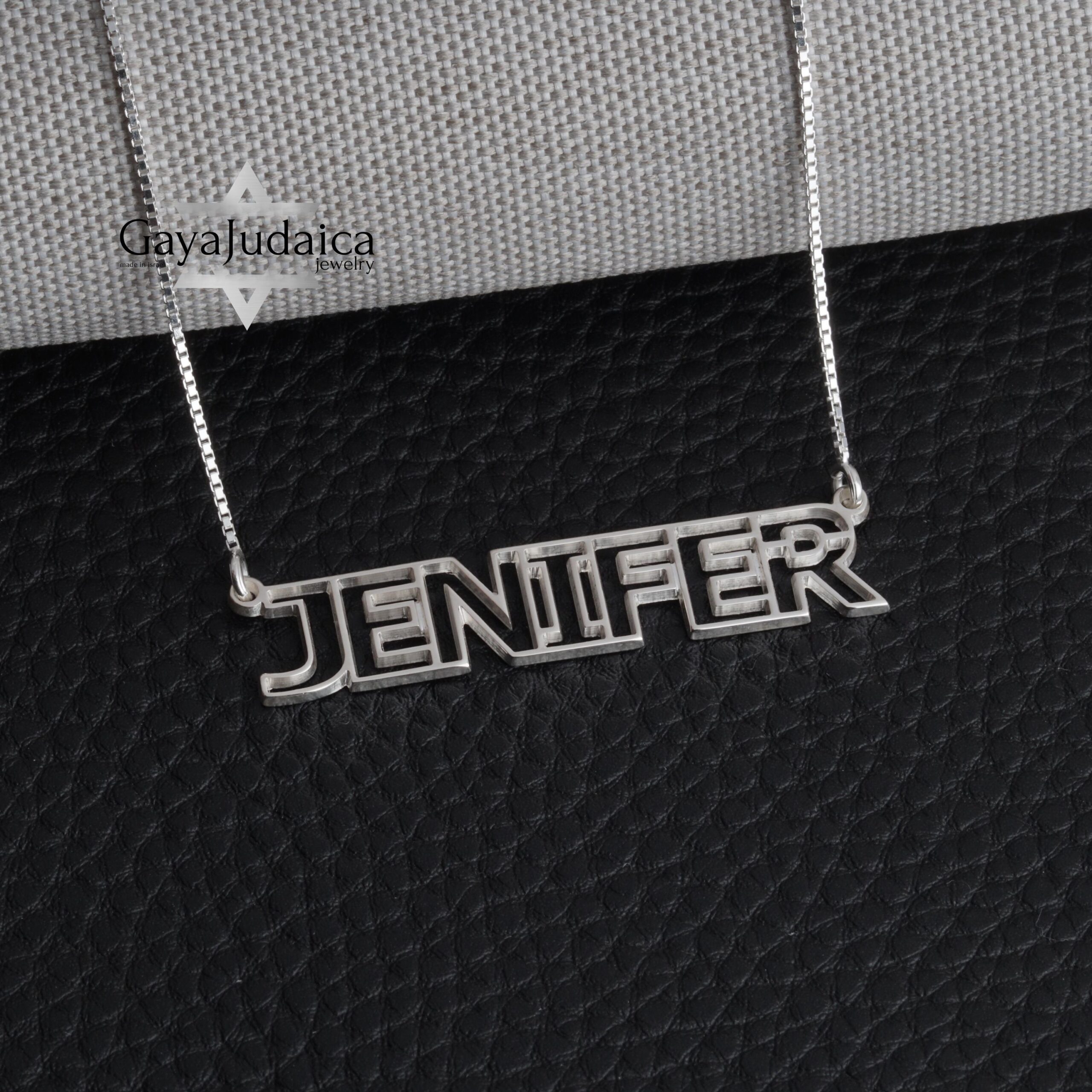 Custom Sterling Silver Name Pendant, Rounded Even-Stroke Font, Gold Plated (40mm) Custom Sterling Silver Name Pendant, Rounded Even-Stroke Font, Gold Plated (40mm)