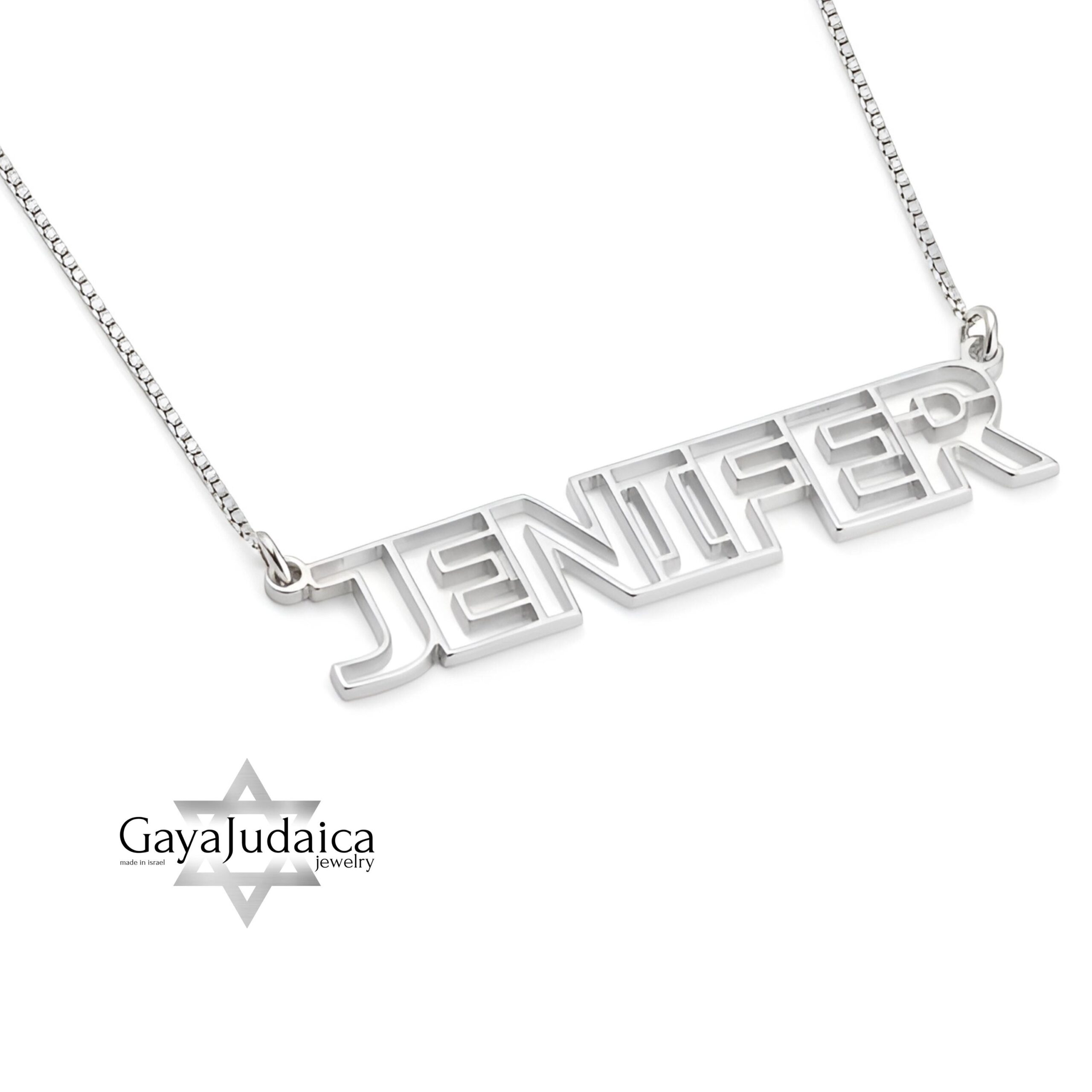 Custom Sterling Silver Name Pendant, Rounded Even-Stroke Font, Gold Plated (40mm) Custom Sterling Silver Name Pendant, Rounded Even-Stroke Font, Gold Plated (40mm)