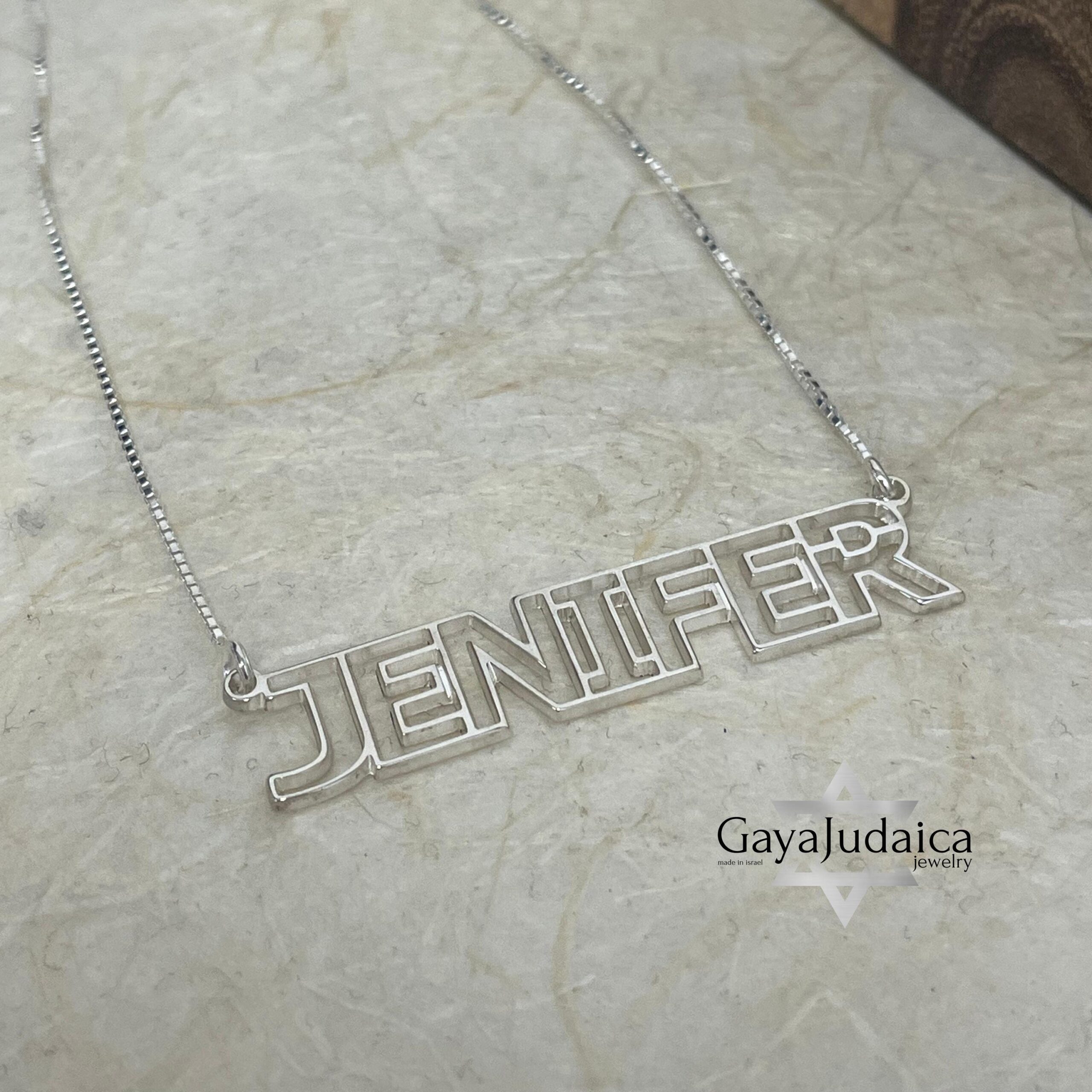 Custom Sterling Silver Name Pendant, Rounded Even-Stroke Font, Gold Plated (40mm) Custom Sterling Silver Name Pendant, Rounded Even-Stroke Font, Gold Plated (40mm)