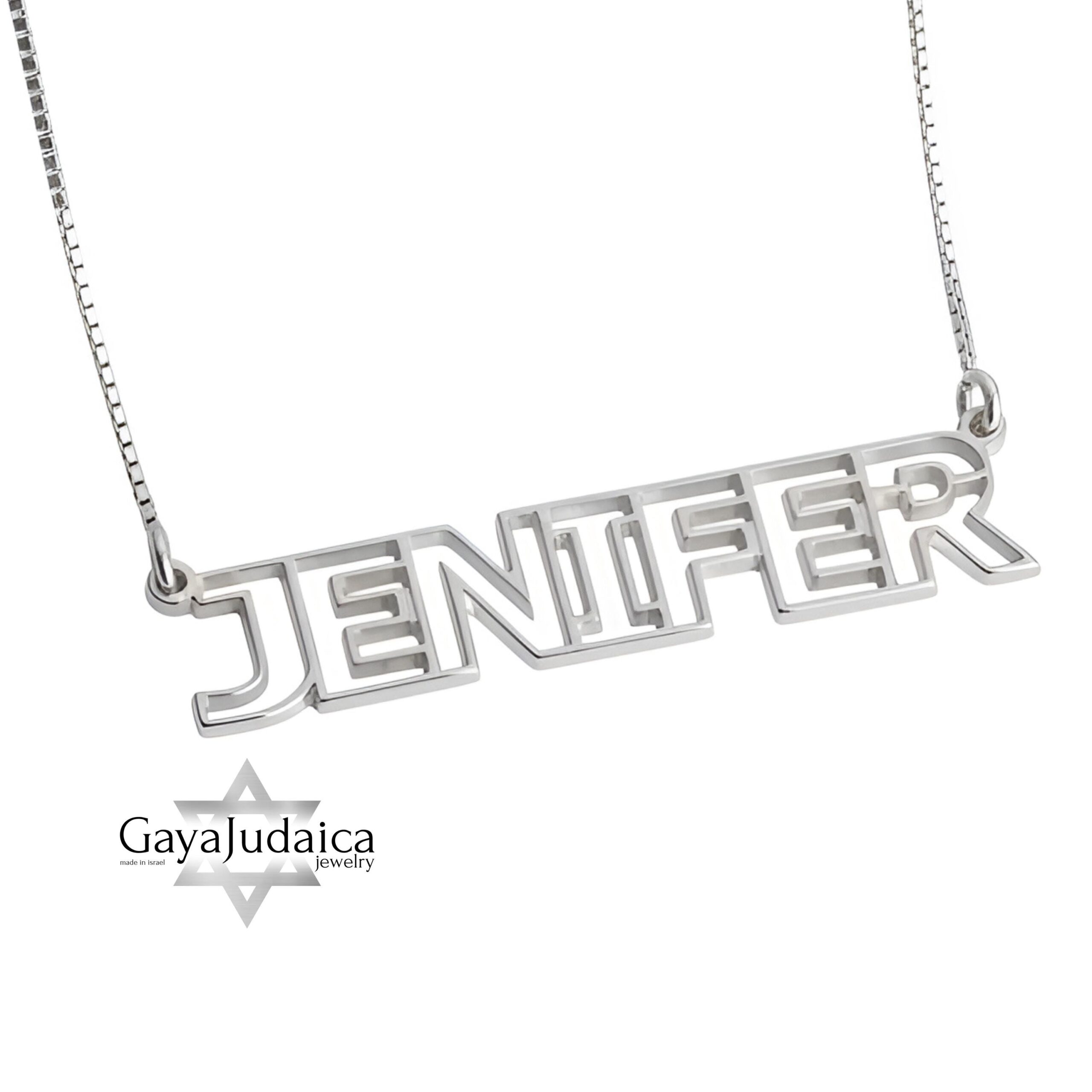 Custom Sterling Silver Name Pendant, Rounded Even-Stroke Font, Gold Plated (40mm) Custom Sterling Silver Name Pendant, Rounded Even-Stroke Font, Gold Plated (40mm)