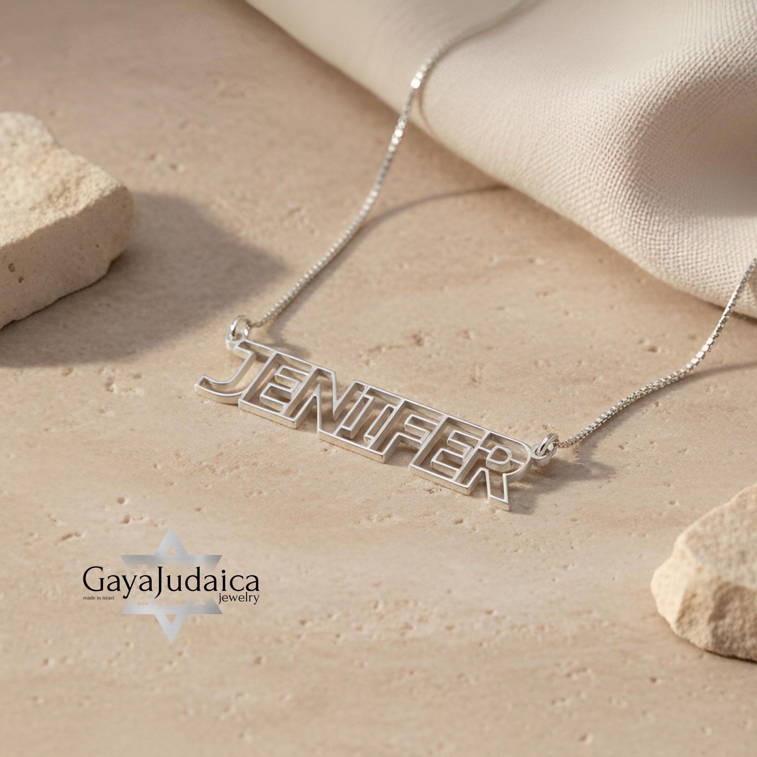 Custom Sterling Silver Name Pendant, Rounded Even-Stroke Font, Gold Plated (40mm) Custom Sterling Silver Name Pendant, Rounded Even-Stroke Font, Gold Plated (40mm)