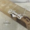 Sterling Silver Name Necklace with Heart, 925 Silver, Gold Plated (40mm) - handmade in Israel