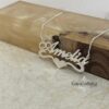 Sterling Silver Name Necklace with Heart, 925 Silver, Gold Plated (40mm) - handmade in Israel