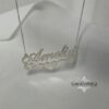 Sterling Silver Name Necklace with Heart, 925 Silver, Gold Plated (40mm) - handmade in Israel