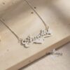 Sterling Silver Name Necklace with Heart, 925 Silver, Gold Plated (40mm) - handmade in Israel