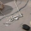 Sterling Silver Name Necklace with Heart, 925 Silver, Gold Plated (40mm) - handmade in Israel