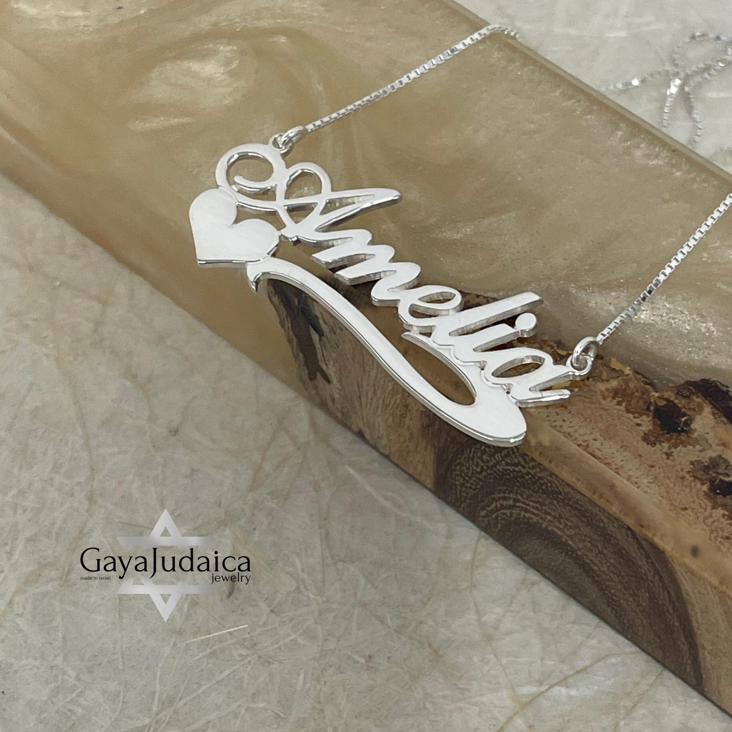 Custom Name Heart Pendant, 925 Sterling Silver, Gold or Rose Gold Plated (40mm) Custom Name Heart Pendant, 925 Sterling Silver, Gold or Rose Gold Plated (40mm)