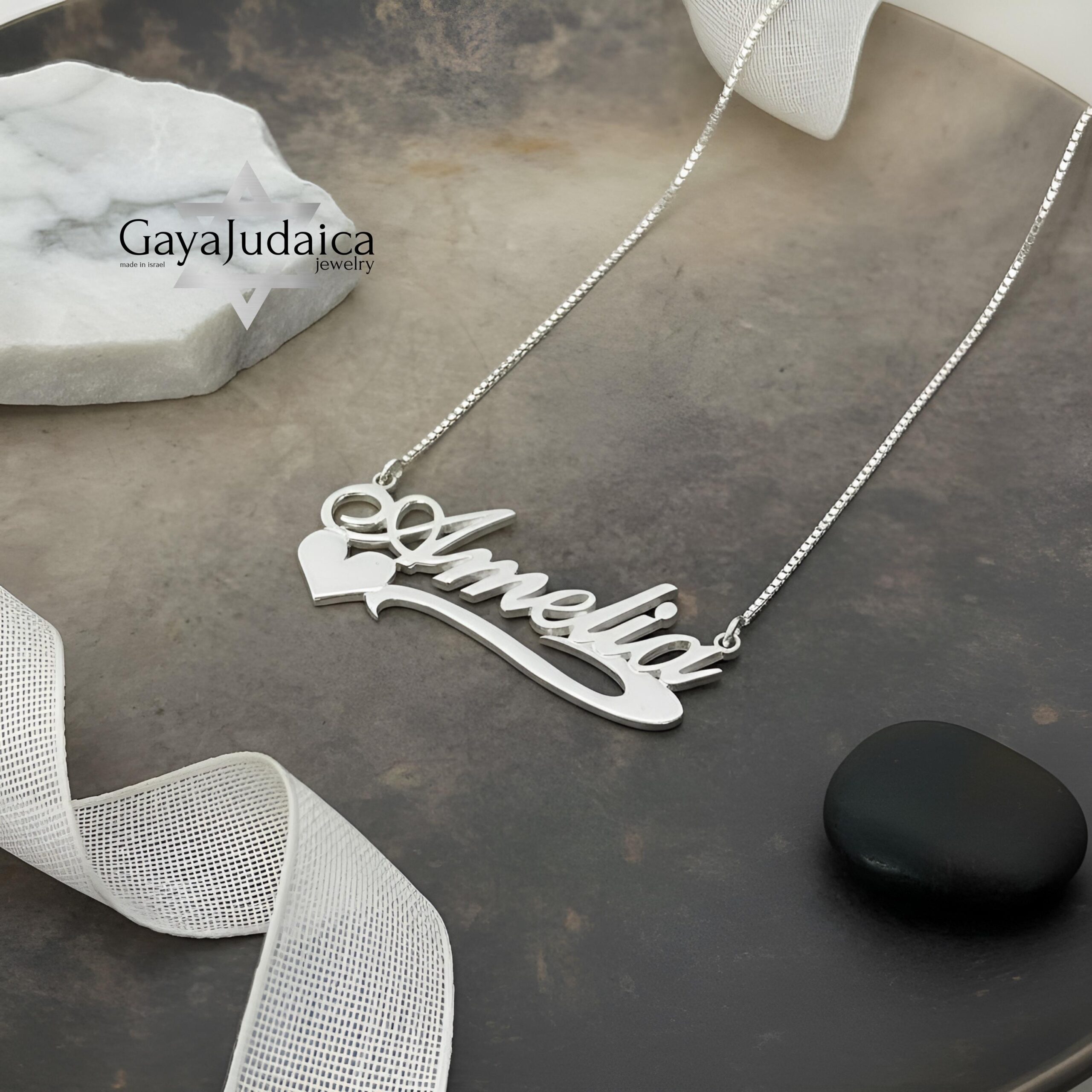 Custom Name Heart Pendant, 925 Sterling Silver, Gold or Rose Gold Plated (40mm) Custom Name Heart Pendant, 925 Sterling Silver, Gold or Rose Gold Plated (40mm)