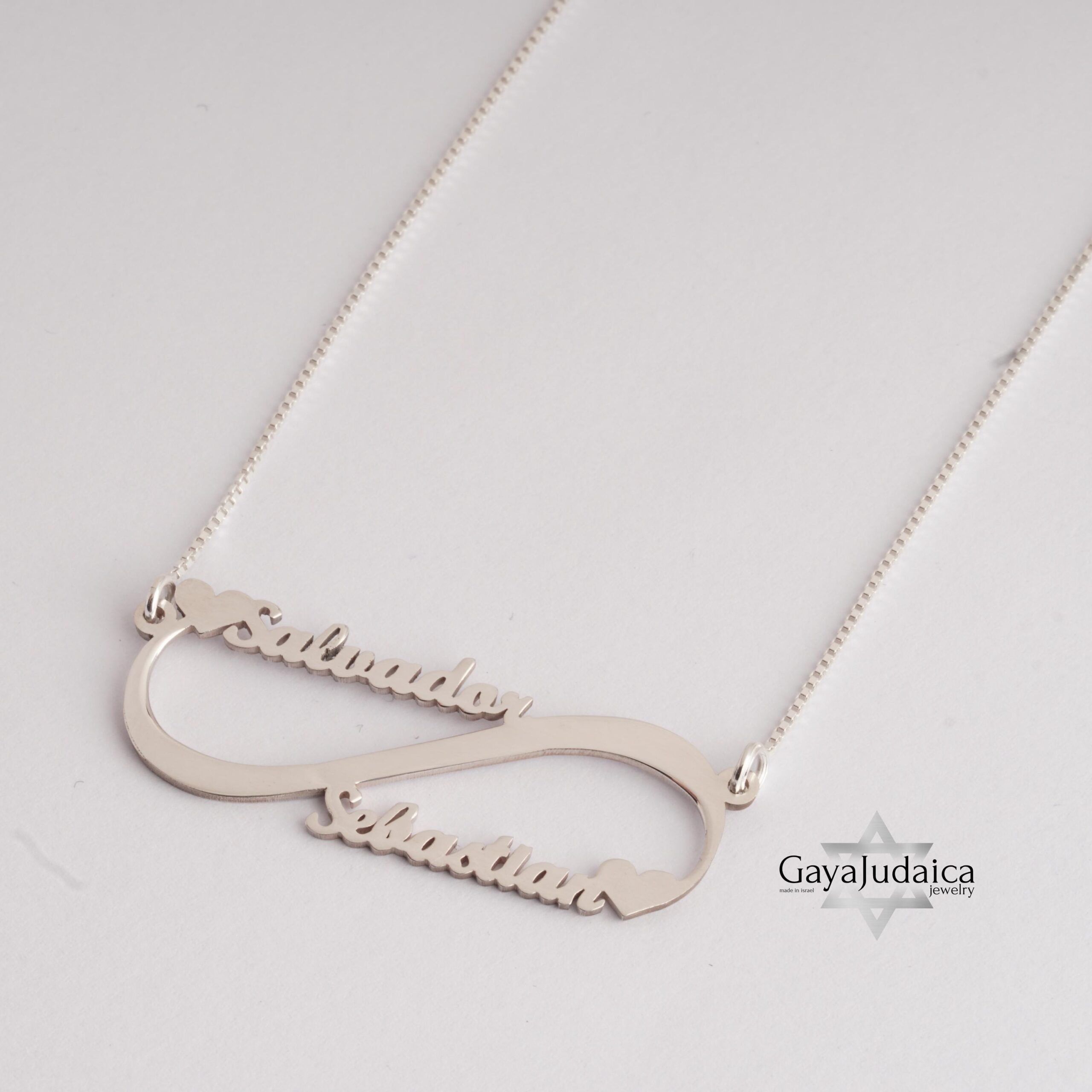 Sterling Silver Infinity Necklace, Two Names, 40mm Pendant (Gold Plated) Sterling Silver Infinity Necklace, Two Names, 40mm Pendant (Gold Plated)