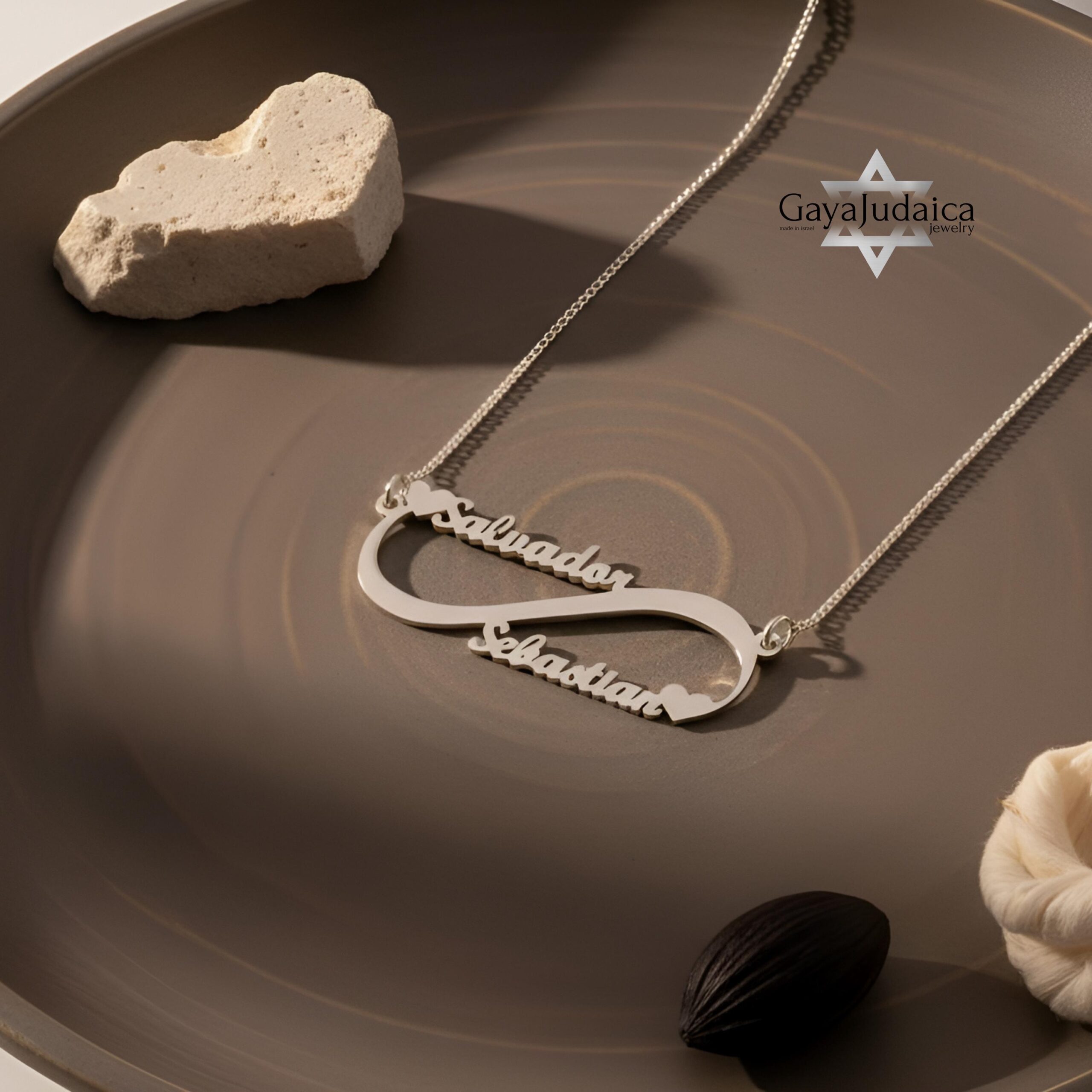 Sterling Silver Infinity Necklace, Two Names, 40mm Pendant (Gold Plated) Sterling Silver Infinity Necklace, Two Names, 40mm Pendant (Gold Plated)