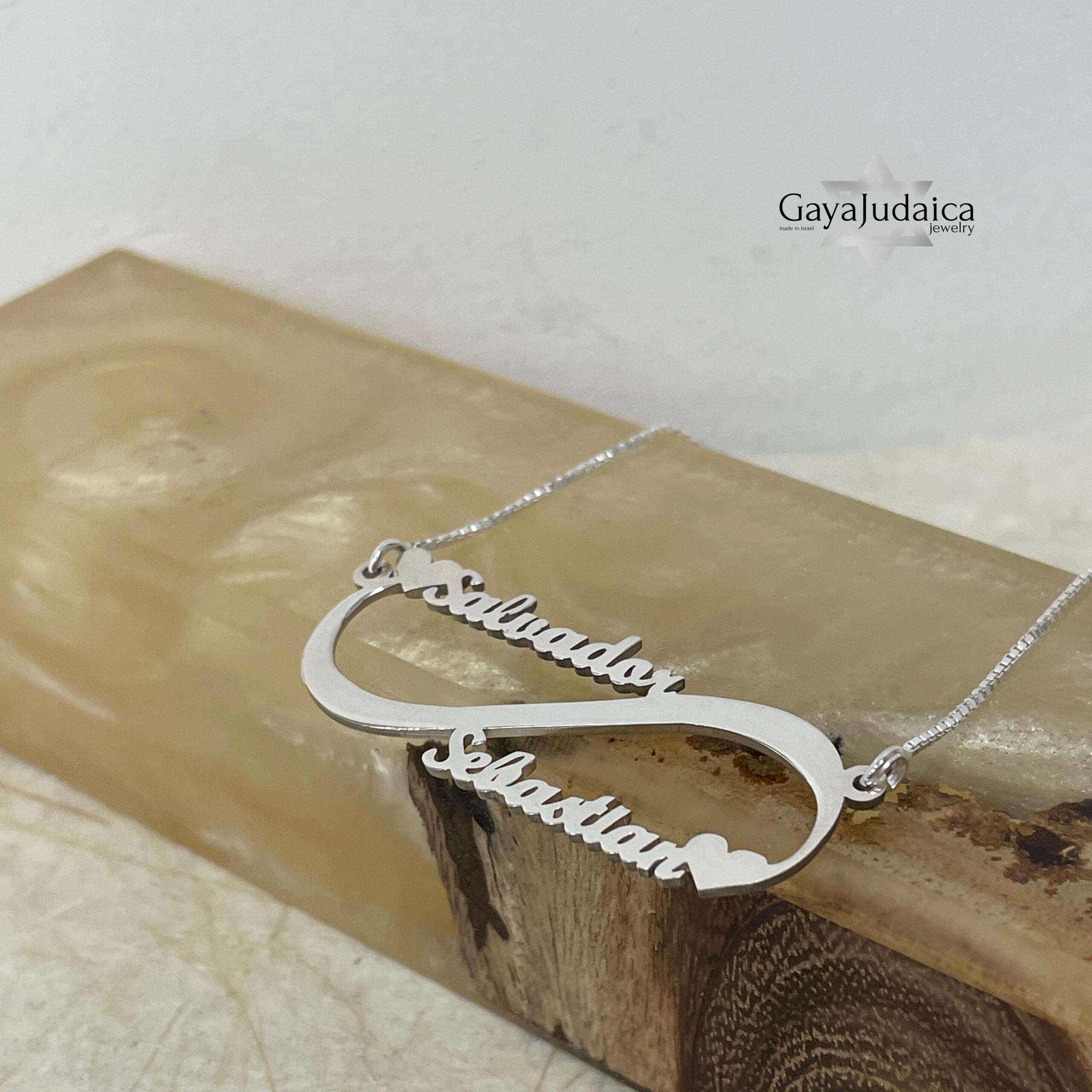 Sterling Silver Infinity Necklace, Two Names, 40mm Pendant (Gold Plated) Sterling Silver Infinity Necklace, Two Names, 40mm Pendant (Gold Plated)