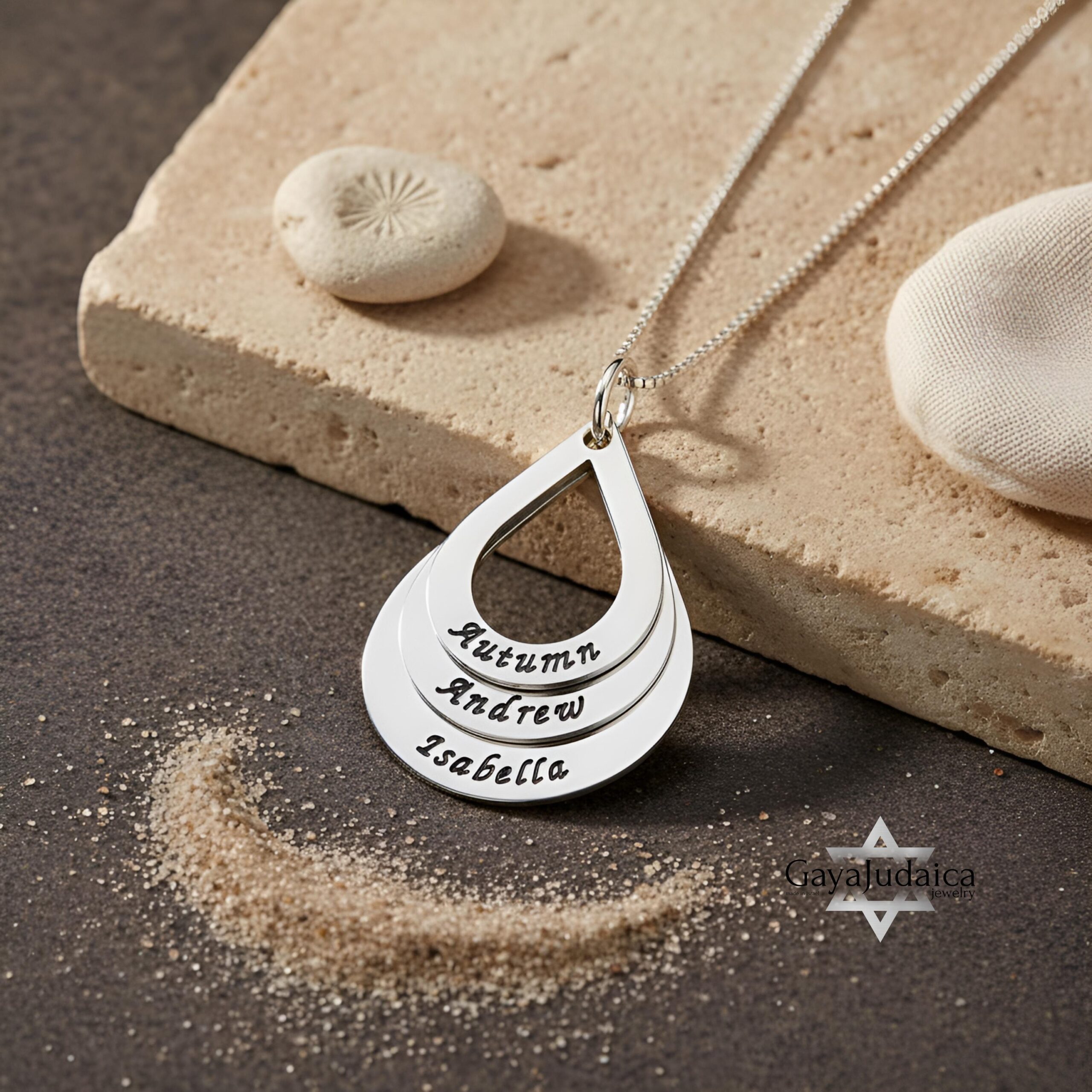 Hebrew Name Teardrop Necklace, Sterling Silver Personalized Mom Jewelry- Mother's Day gifts Hebrew Name Teardrop Necklace, Sterling Silver Personalized Mom Jewelry- Mother's Day gifts