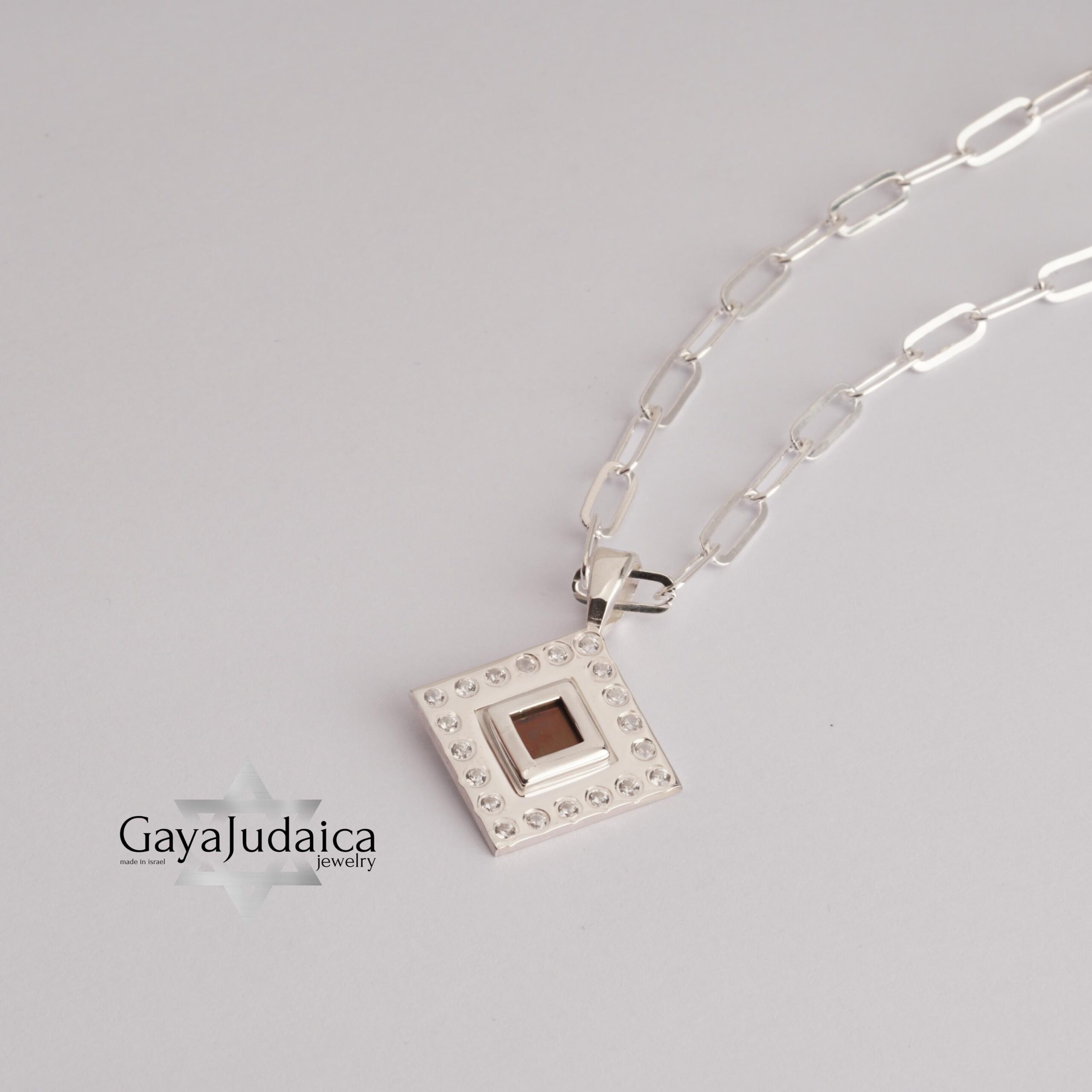 Nano Bible Sterling Silver Necklace, Zircon Paperclip Chain, Israeli Gift Nano Bible Sterling Silver Necklace, Zircon Paperclip Chain, Israeli Gift