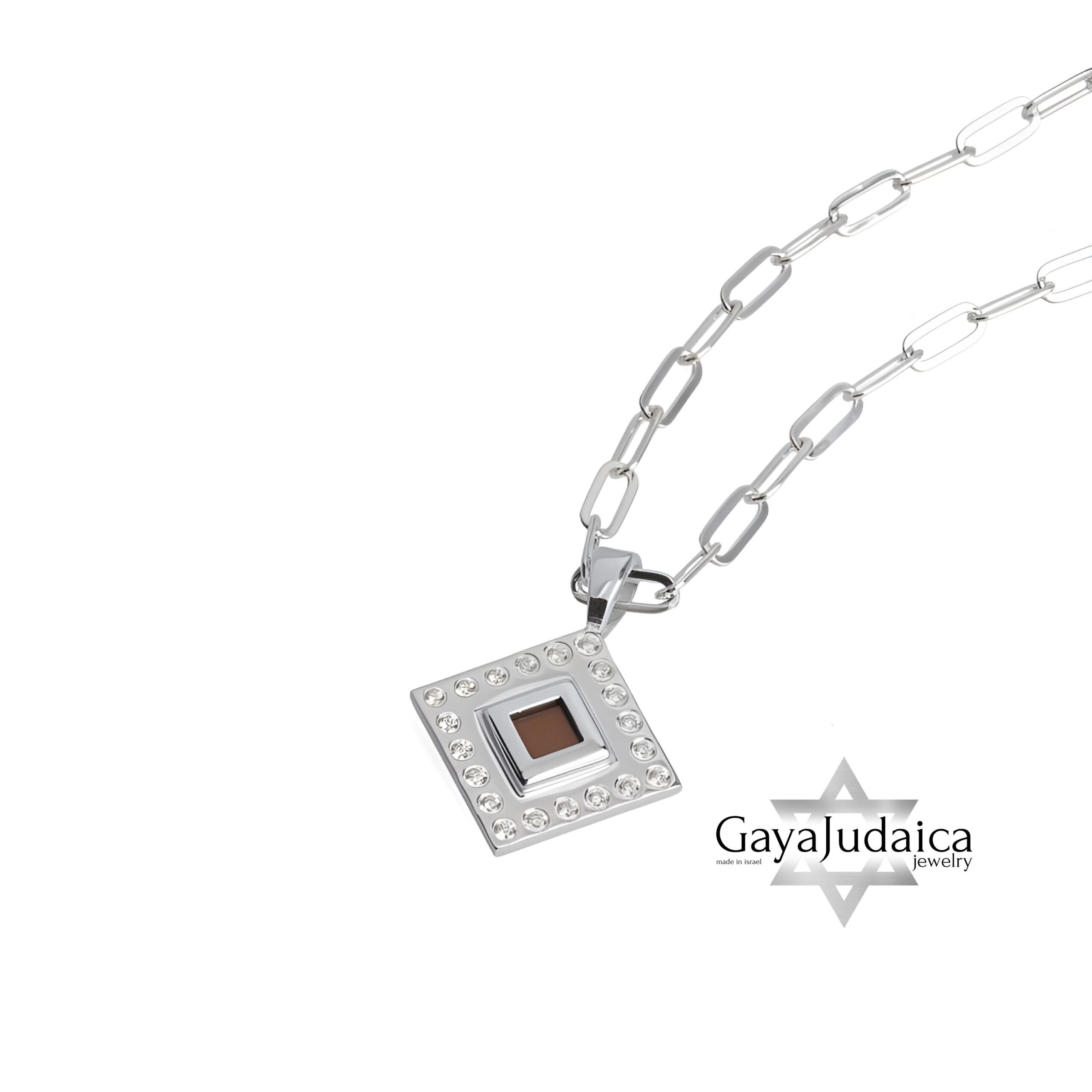 Nano Bible Sterling Silver Necklace, Zircon Paperclip Chain, Israeli Gift Nano Bible Sterling Silver Necklace, Zircon Paperclip Chain, Israeli Gift