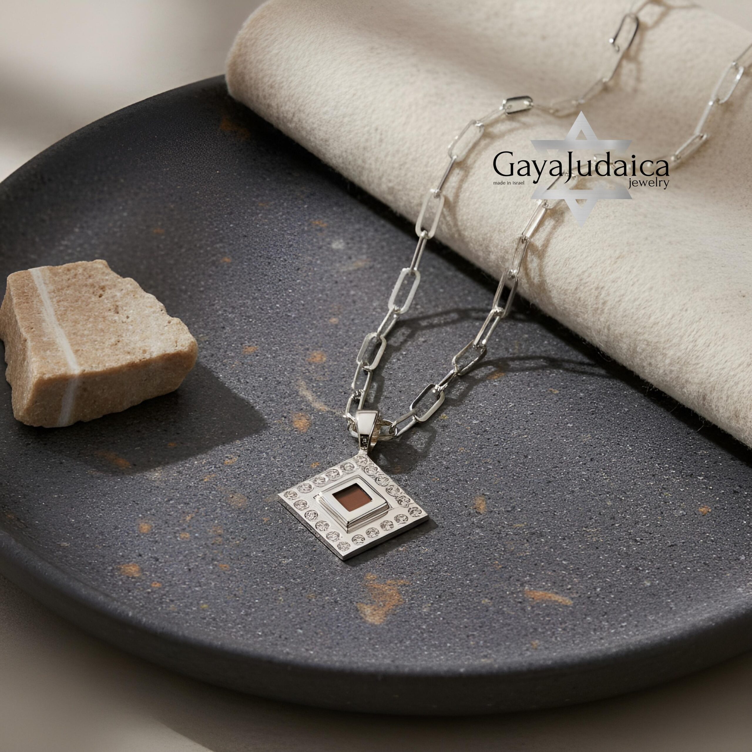 Nano Bible Sterling Silver Necklace, Zircon Paperclip Chain, Israeli Gift Nano Bible Sterling Silver Necklace, Zircon Paperclip Chain, Israeli Gift