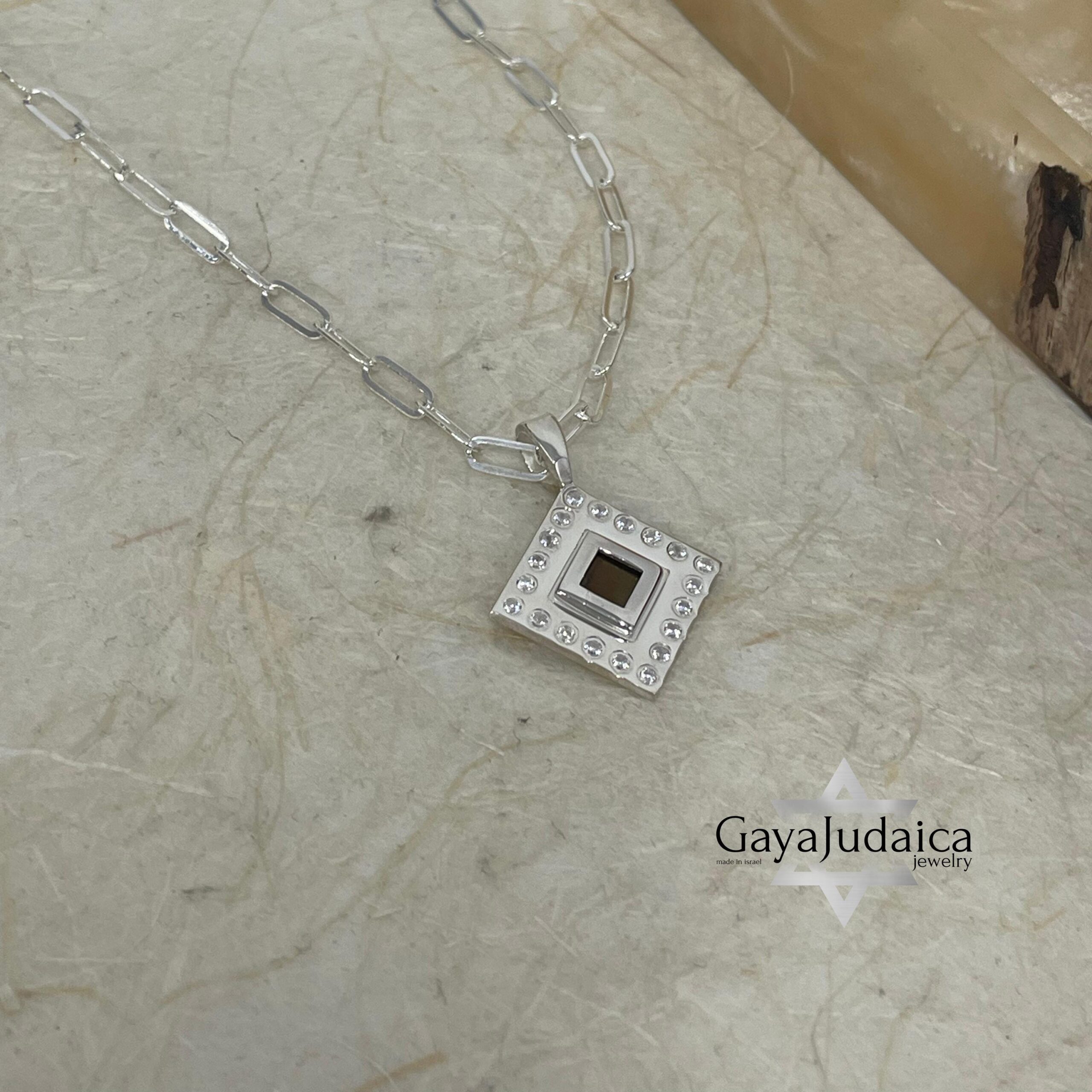 Nano Bible Sterling Silver Necklace, Zircon Paperclip Chain, Israeli Gift Nano Bible Sterling Silver Necklace, Zircon Paperclip Chain, Israeli Gift
