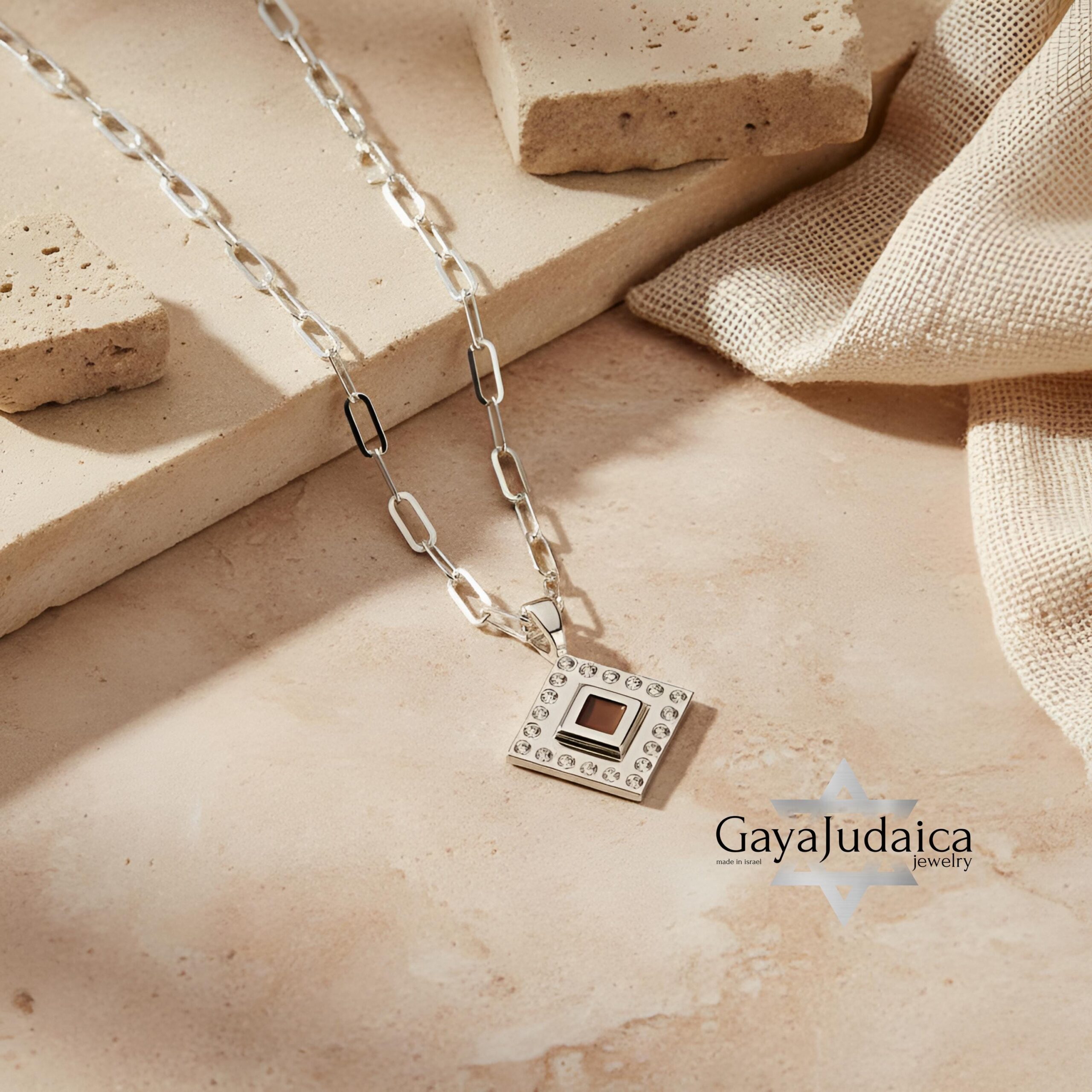 Nano Bible Sterling Silver Necklace, Zircon Paperclip Chain, Israeli Gift Nano Bible Sterling Silver Necklace, Zircon Paperclip Chain, Israeli Gift