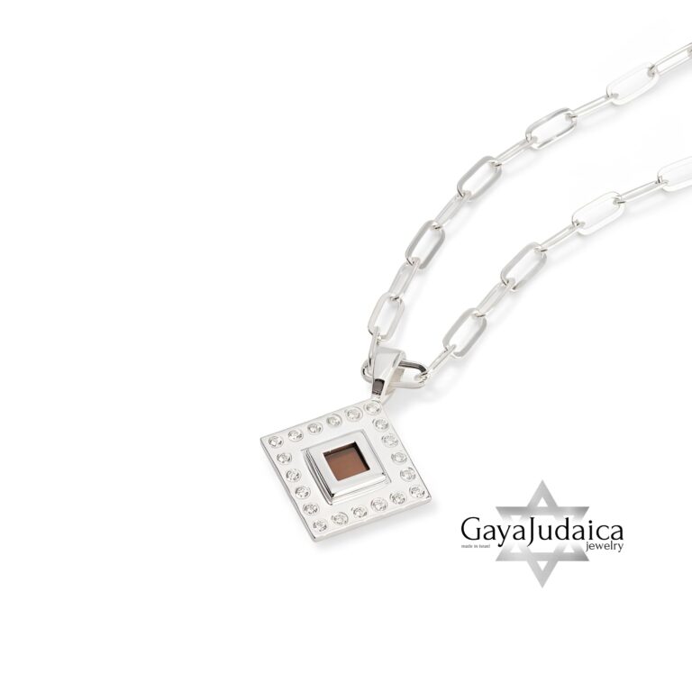 Nano Bible Sterling Silver Necklace - Zircon Paperclip Chain, Israeli Gift - handmade in Israel
