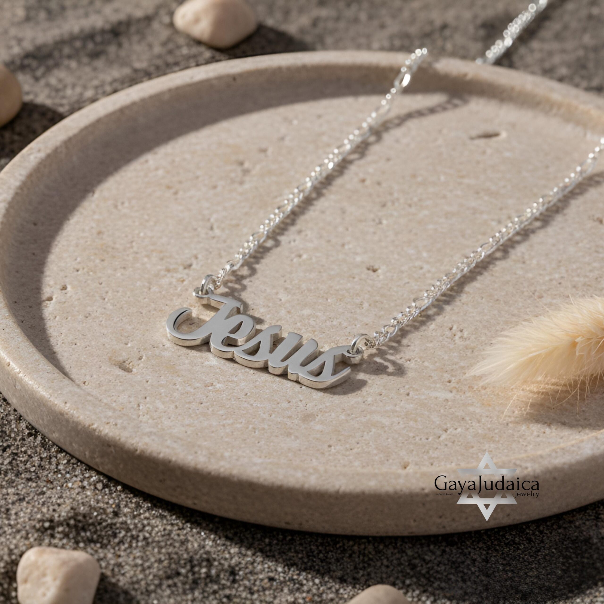 Handmade Sterling Silver Name Necklace, Rounded Script Handmade Sterling Silver Name Necklace, Rounded Script