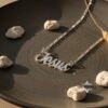 Handmade Sterling Silver Name Necklace, Rounded Script, Made in Israel (40mm) - handmade in Israel