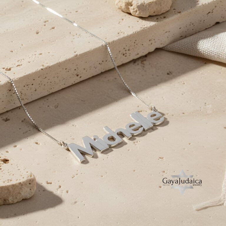 Nameplate Necklace, 925 Sterling Silver Bold Block Letters, Rose or Yellow Gold Plated