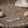 Nameplate Necklace, 925 Sterling Silver Bold Block Letters, Rose or Yellow Gold Plated - handmade in Israel