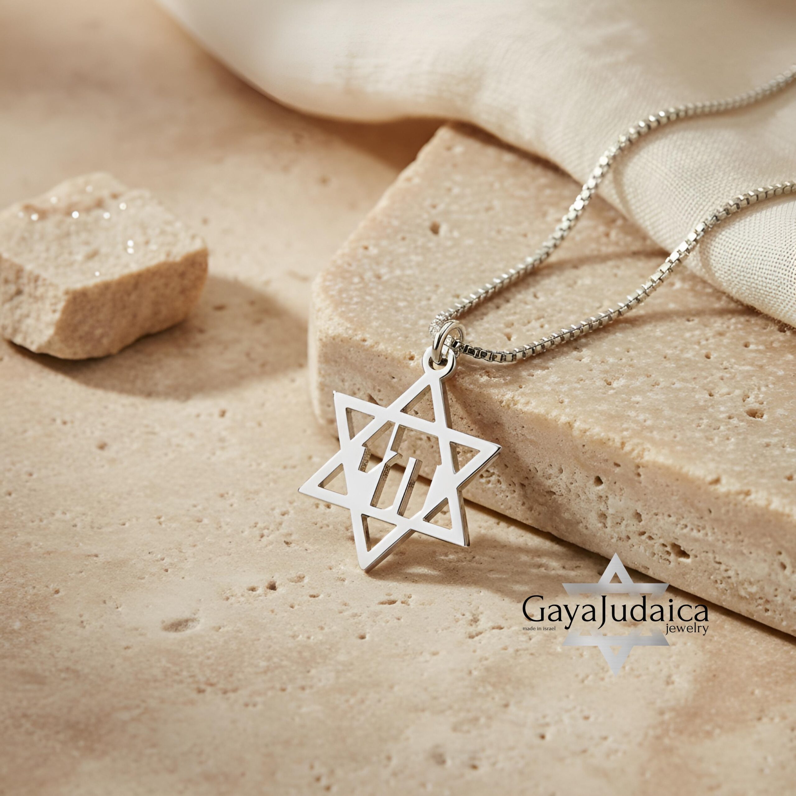 Chai Necklace Sterling Silver, Star of David Pendant 25mm, Gold or Rose Plated Chai Necklace Sterling Silver, Star of David Pendant 25mm, Gold or Rose Plated