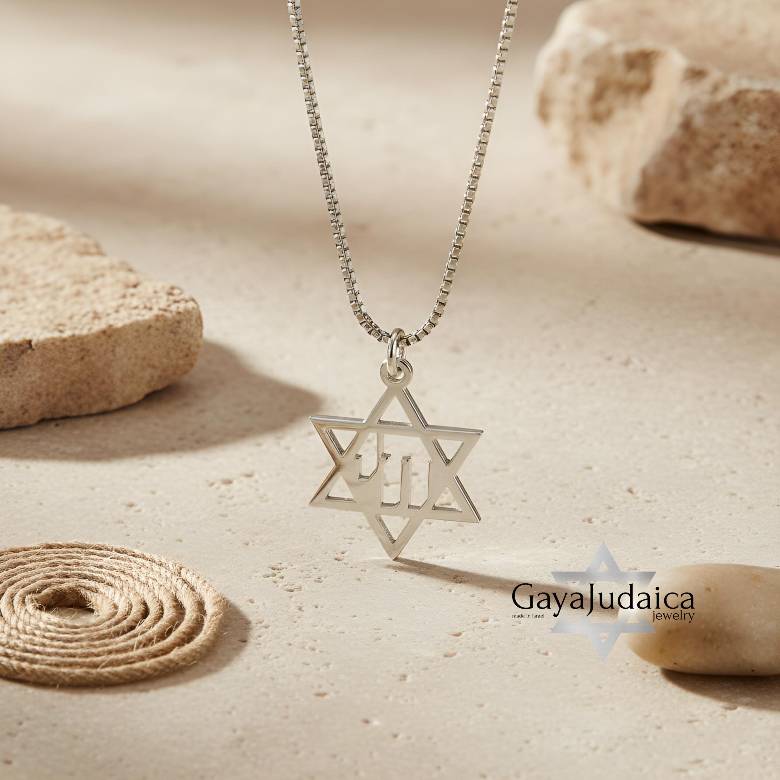 Chai Necklace Sterling Silver, Star of David Pendant 25mm, Gold or Rose Plated Chai Necklace Sterling Silver, Star of David Pendant 25mm, Gold or Rose Plated