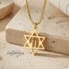 Chai Necklace Sterling Silver, Star of David Pendant 25mm, Gold or Rose Plated - handmade in Israel