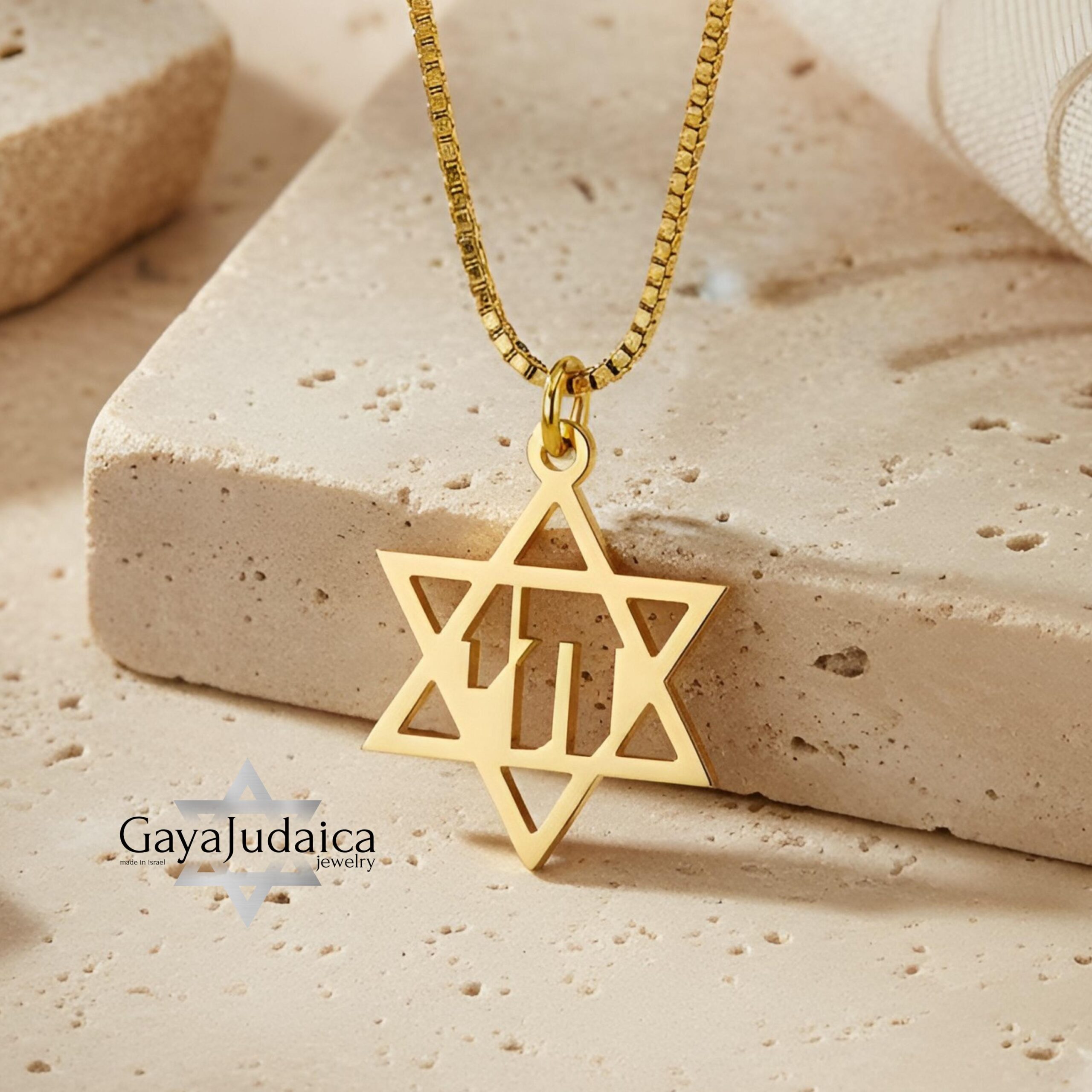 Chai Necklace Sterling Silver, Star of David Pendant 25mm, Gold or Rose Plated Chai Necklace Sterling Silver, Star of David Pendant 25mm, Gold or Rose Plated