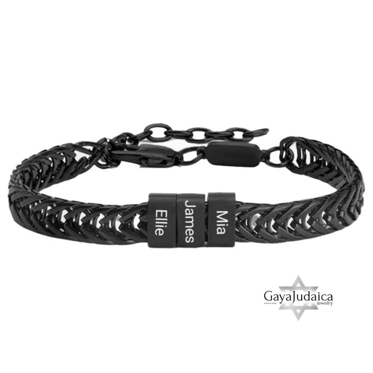 Dad bracelet with kids names on engraved beads