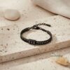 Black stainless steel name bracelet, made in Israel