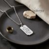 Dog Tag Necklace for Men, Engraved Stainless Steel Pendant, Curb Chain, Custom Text - handmade in Israel