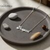 Sterling Silver Nameplate Necklace, Custom Script, Rose or Yellow Gold Plated, 27 mm - handmade in Israel