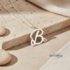 Initial Necklace 14K Solid Gold, Script Letter with Heart Charm, 25mm Pendant - handmade in Israel