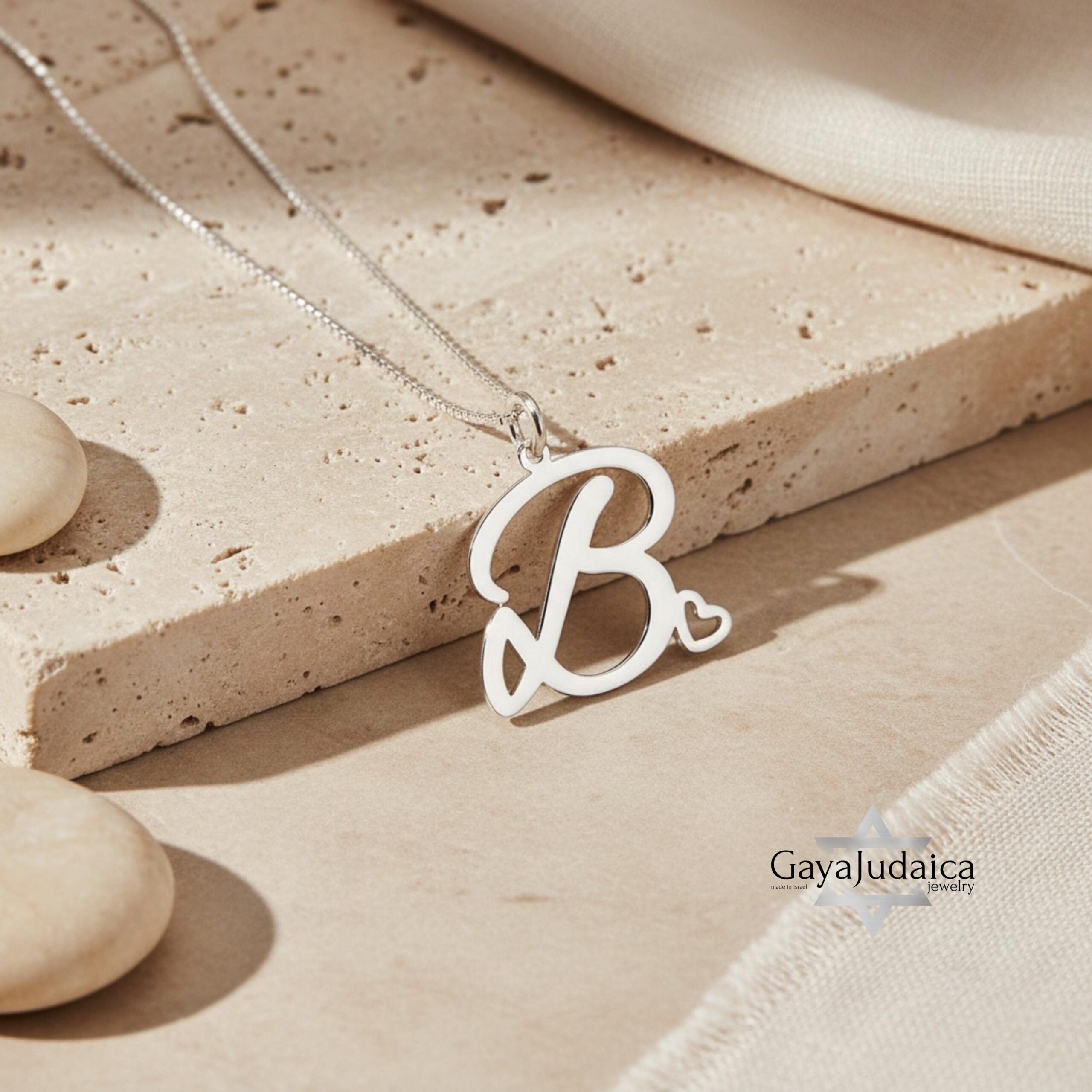 Initial Necklace with Heart, 925 Sterling Silver, Rose or Yellow Gold Plated Initial Necklace with Heart, 925 Sterling Silver, Rose or Yellow Gold Plated