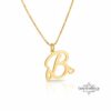 Initial Necklace with Heart, 925 Sterling Silver, Rose or Yellow Gold Plated, 25 mm - handmade in Israel