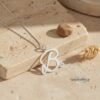 Initial Necklace 14K Solid Gold, Script Letter with Heart Charm, 25mm Pendant - handmade in Israel