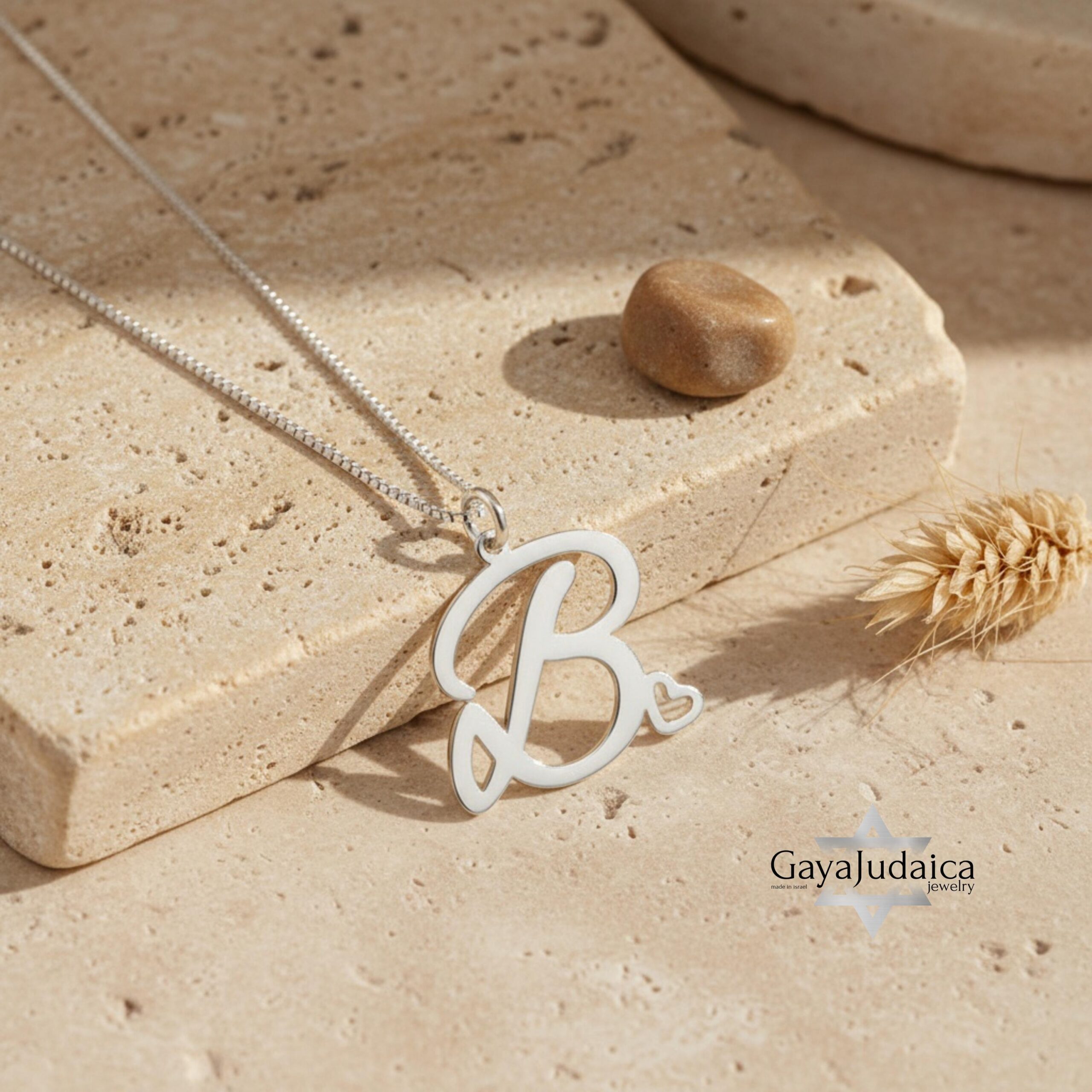 Initial Necklace with Heart, 925 Sterling Silver, Rose or Yellow Gold Plated Initial Necklace with Heart, 925 Sterling Silver, Rose or Yellow Gold Plated