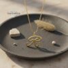 Initial Necklace with Heart, 925 Sterling Silver, Rose or Yellow Gold Plated, 25 mm - handmade in Israel