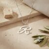 Initial Necklace with Heart, 925 Sterling Silver, Rose or Yellow Gold Plated, 25 mm - handmade in Israel