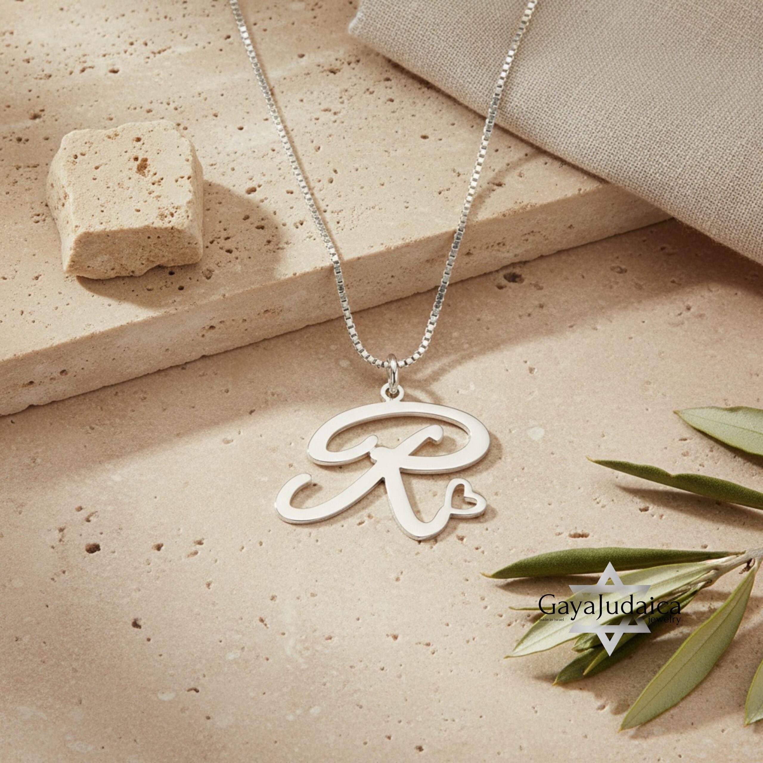 Initial Necklace with Heart, 925 Sterling Silver, Rose or Yellow Gold Plated Initial Necklace with Heart, 925 Sterling Silver, Rose or Yellow Gold Plated