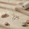 Initial Necklace with Heart, 925 Sterling Silver, Rose or Yellow Gold Plated, 25 mm - handmade in Israel